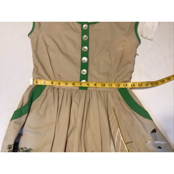 knitted dove women’s dress XS embroidered pockets buttons feminine - Picture 5 of 11